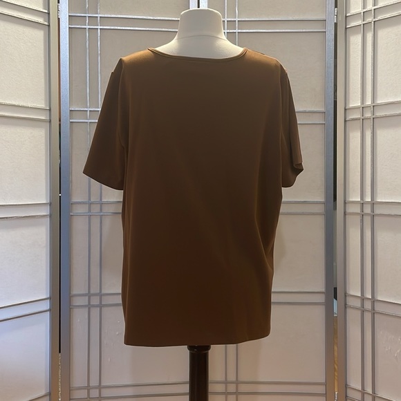 *Brown Alfred Dunner Short Sleeved Top with Brown Beading - Picture 3 of 6